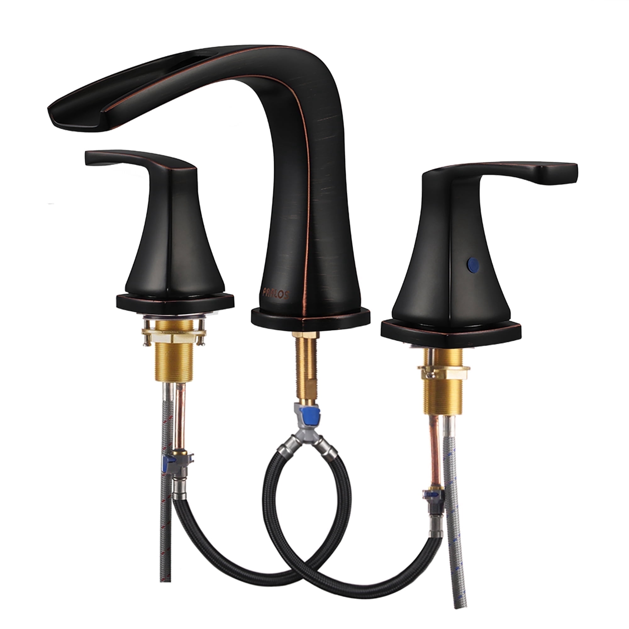 Parlos 2-Handle Widespread Waterfall Roman Bathtub with Hot & Cold Supply Lines, Oil Rubbed Bronze