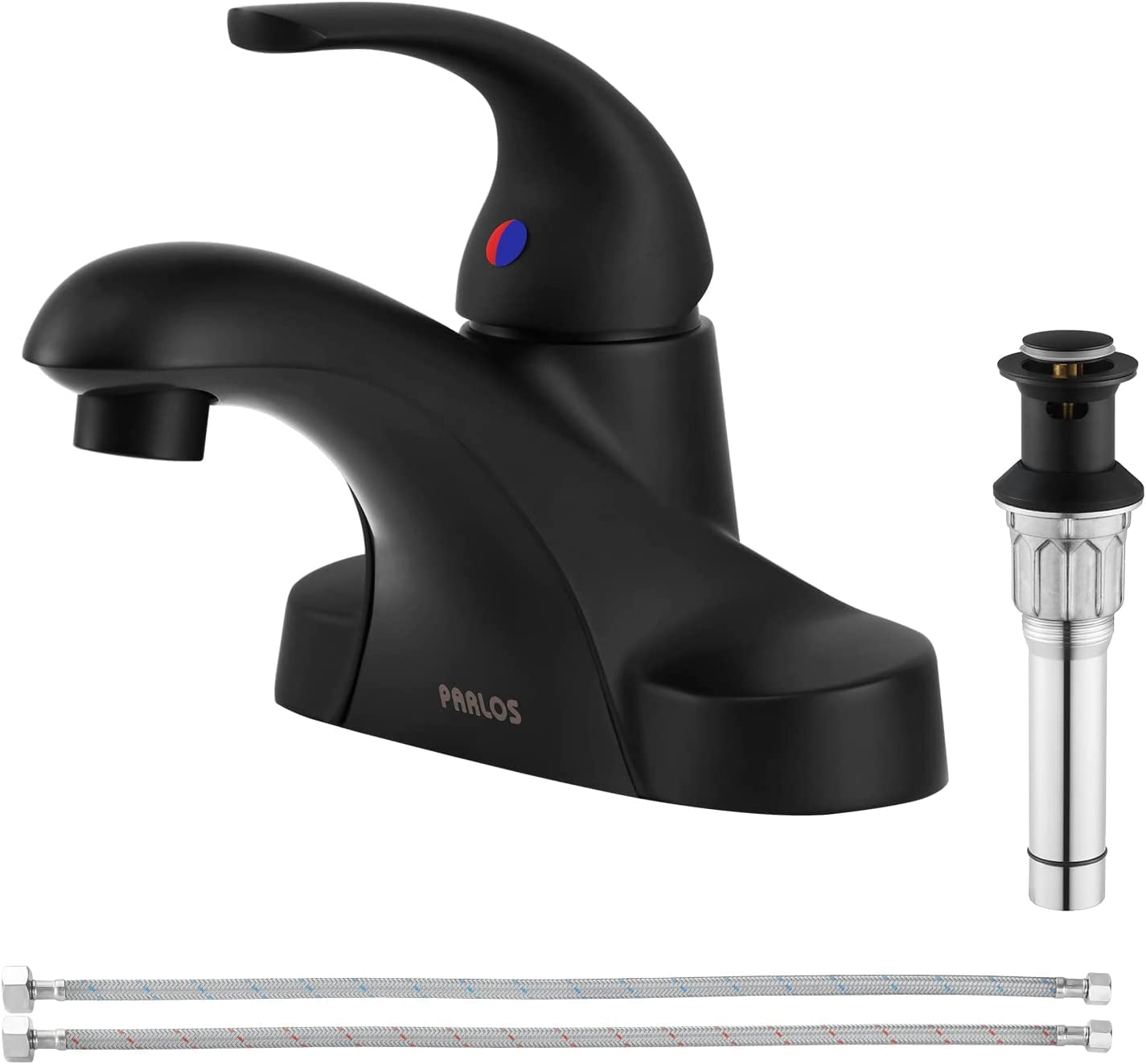 Parlos Centerset Single-handle Bathroom Faucet with Drain Assembly,Matte Black