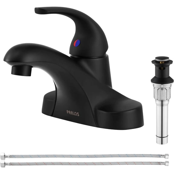 Parlos Centerset Single-handle Bathroom Faucet with Drain Assembly,Matte Black
