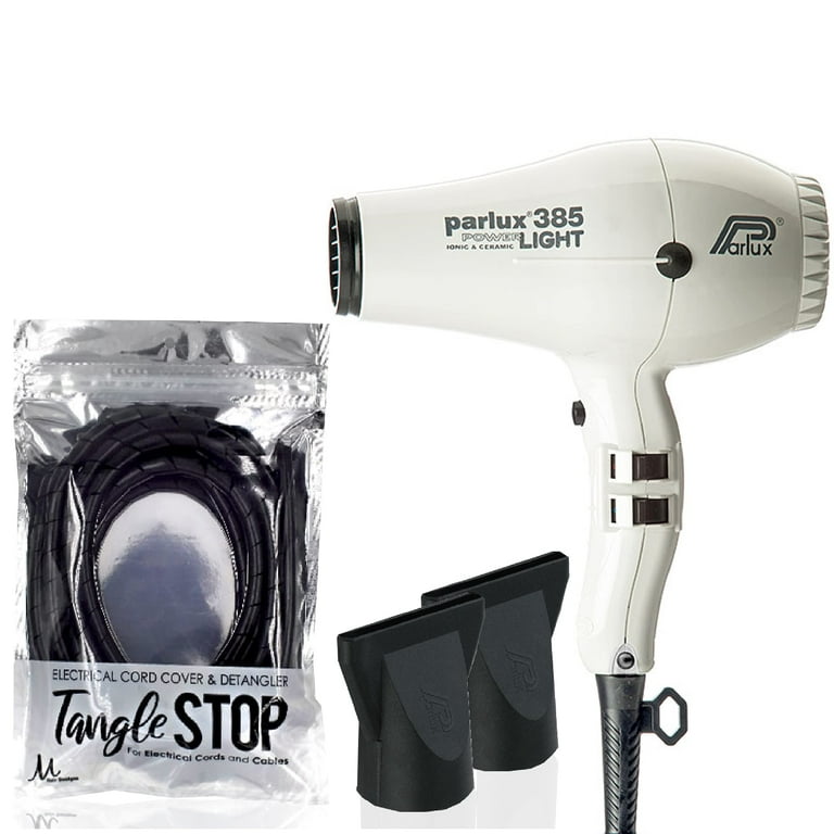 Parlux 385 Powerlight Ionic & Ceramic White Hair Dryer and M Hair
