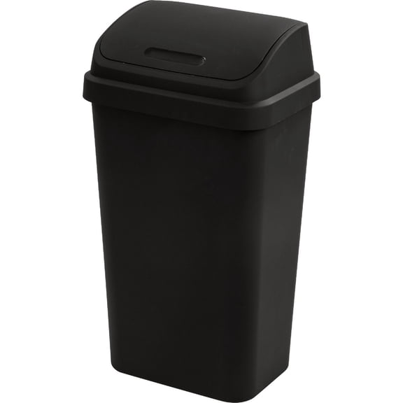 4-pack Parlynies Plastic Swing Top Trash Can - 13 Gallon, 4 Pack, Black — Residential Use, Standard Application