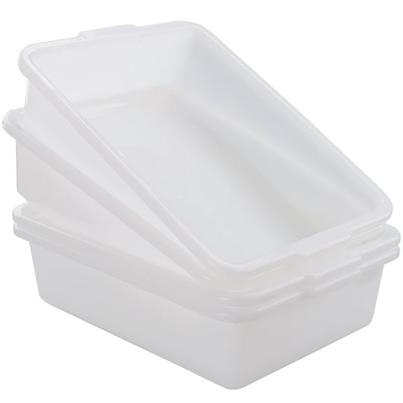 Parlynies 4-Pack 25 L Commercial Bus Box/Tote Box, Plastic Utility Bus Tub, White