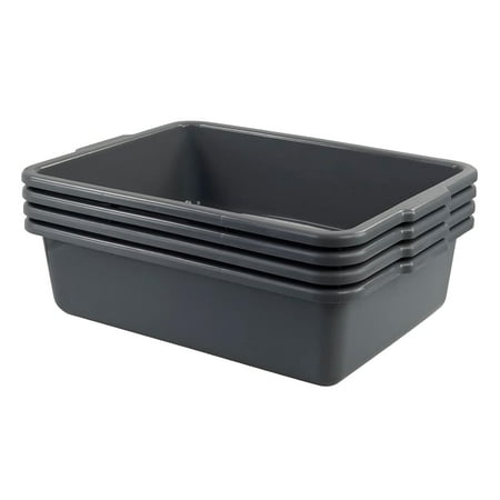 Parlynies 4-Pack 25 L Large Plastic Bus Box, Commercial Bus Tubs, Gray