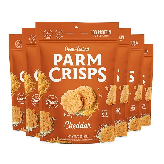 ParmCrisps Cheddar, 1.75 Ounce (Pack of 6), Keto Snacks, 100% Cheese Crisps, Gluten Free, Sugar Free, Keto-Friendly