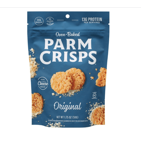 ParmCrisps Oven-Baked Parmesan Cheese Crisp Snack, Original, Gluten-Free Keto-Friendly, Pack of 12, 1.75 Oz