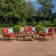 thumbnail image 1 of Parma 4 Piece Outdoor Wood Patio Furniture Chat Set with Water Resistant Cushions, Red, 1 of 9