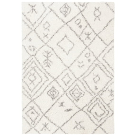 Parma Ainslee Aztec Shag Area Rug by Chateau Lyon Area Rug, Cream/Grey, 6' x 9'