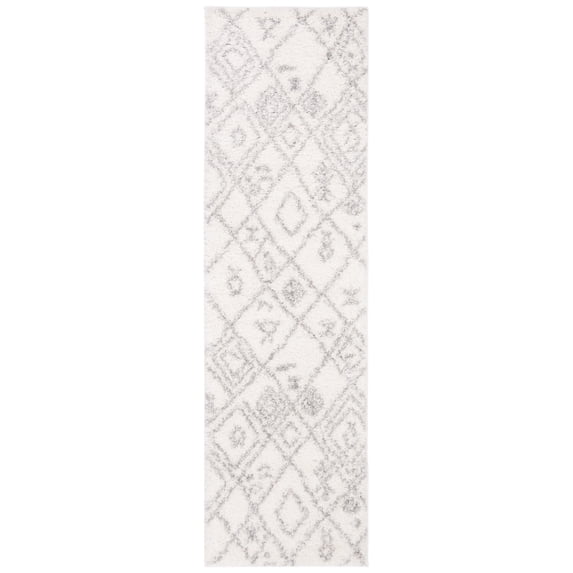 Parma Ainslee Aztec Shag Area Rug by Chateau Lyon Runner Rug, Cream/Grey, 2'3" x 11'