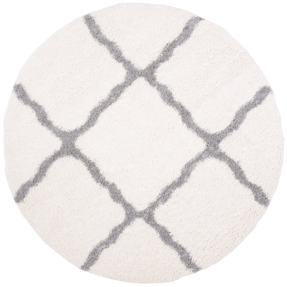 Parma Lyssa Geometric Shag Area Rug by Chateau Lyon Area Rug, Cream/Grey, 3' x 3' Round