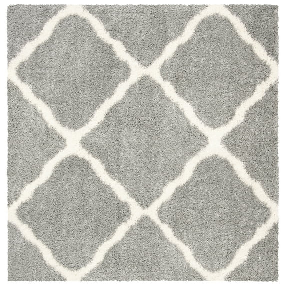 Parma Lyssa Geometric Shag Area Rug by Chateau Lyon Area Rug, Grey/Cream, 4' x 4' Square