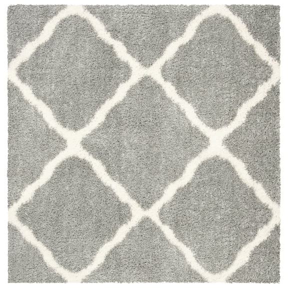 Parma Lyssa Geometric Shag Area Rug by Chateau Lyon Area Rug, Grey/Cream, 5'3" x 5'3" Square
