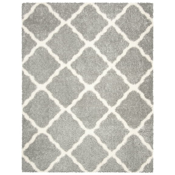 Parma Lyssa Geometric Shag Area Rug by Chateau Lyon Area Rug, Grey/Cream, 6' x 9'