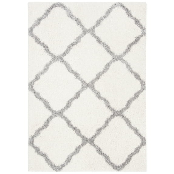 Parma Lyssa Geometric Shag Area Rug by Chateau Lyon, Cream/Grey, 5'3" x 7'6"