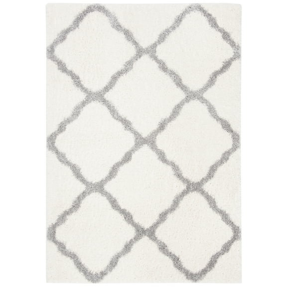 Parma Lyssa Geometric Shag Area Rug by Chateau Lyon, Cream/Grey, 5'3" x 7'6"