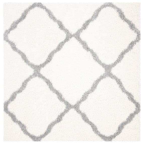Parma Lyssa Geometric Shag Area Rug by Chateau Lyon, Cream/Grey, 6'7" x 6'7" Square
