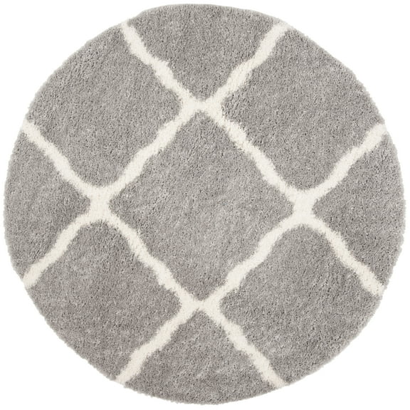 Parma Lyssa Geometric Shag Area Rug by Chateau Lyon, Grey/Cream, 6'7" x 6'7" Round