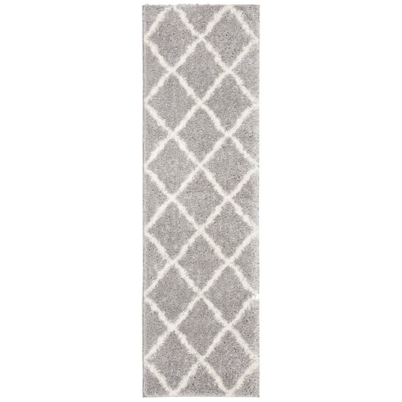 Parma Lyssa Geometric Shag Runner by Chateau Lyon, Grey/Cream, 2'3" x 8'