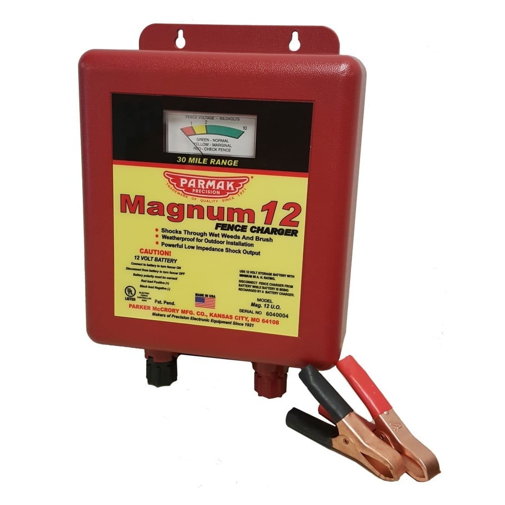 Parmak 30 Mile Range Magnum 12 Fence Charger, 12V Electric Fence Energizer