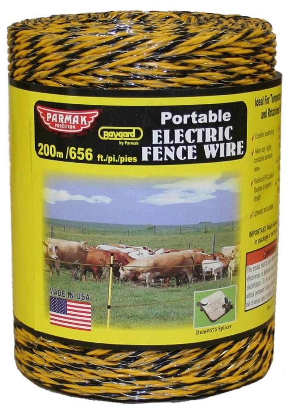Baygard 00121 656' Yellow And Black Portable Electric Fence Wire