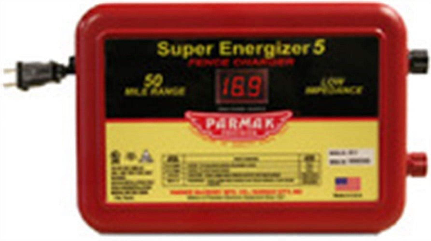 Parmak Super Energizer 5 Electric Fence Charger, 50-Mile Range, Red