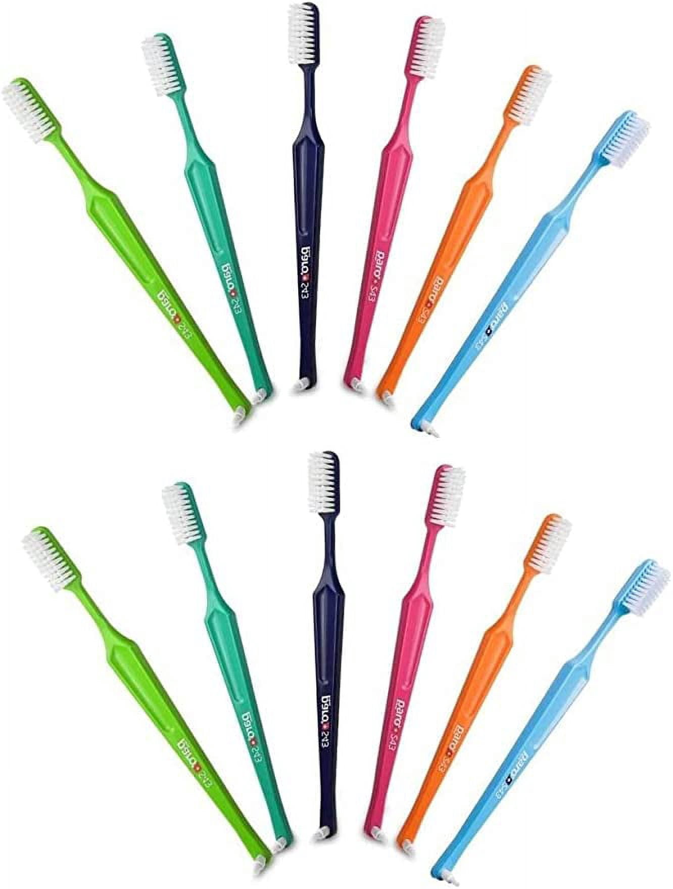 Paro M27L Medium 3-Row Toothbrush with Interspace Brush F - #738 (Pack of 6)