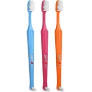 Paro S27 Toothbrush | Soft Bristles with 3 Rows, 27 Tuft and Replaceable Interspace Brush F (3 Pack Multi -Color)