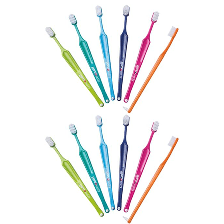 Paro S39 Toothbrush | Extra Sensitive Toothbrush with Soft Bristles | Exchangeable Inter Space F | 5 Rows, 39 Tuft (12 Pack Multi Color)