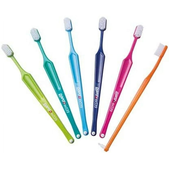 Paro S39 Toothbrush | Extra Sensitive Toothbrush with Soft Bristles | Exchangeable Inter Space F | 5 Rows, 39 Tuft (6 Pack Multi Color)