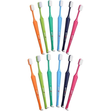 Paro exS39 Extra Sensitive Toothbrush with Interspace Brush F | Dual Features | Ultra Soft Bristles | Unisex | (12 Pack)
