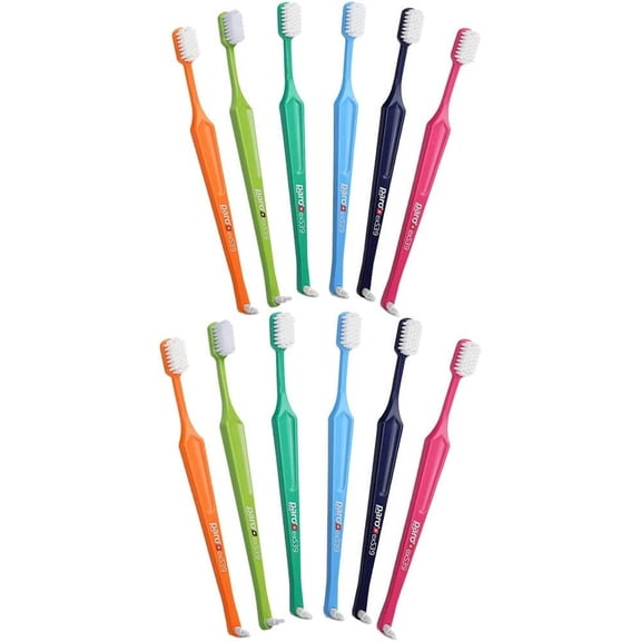 Paro exS39 Extra Sensitive Toothbrush with Interspace Brush F | Dual Features | Ultra Soft Bristles | Unisex | (12 Pack)