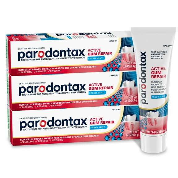 Parodontax Active Gum Repair Toothpaste, Gum Toothpaste, Fresh Mint - 3.4 Ounces (Pack of 3)
