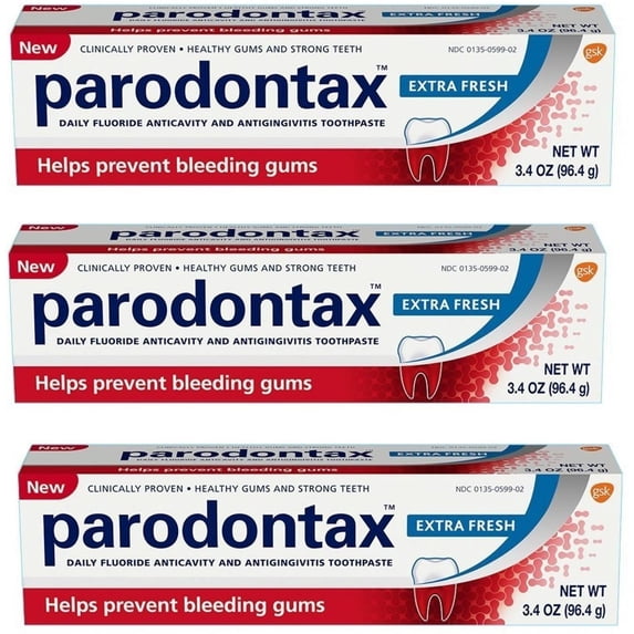 Parodontax Extra Fresh for Bleeding Gums, 3.4 Oz, Pack of 3