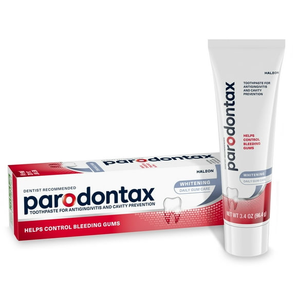 Parodontax Teeth Whitening Fluoride Toothpaste for Bleeding Gums, Unflavored, 3.4 Oz, for Adults