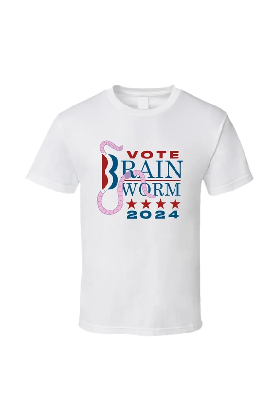 Parody Campaign Statement Humor Brain Worm Vote Theme Unisex T-Shirt, up to size 5XL