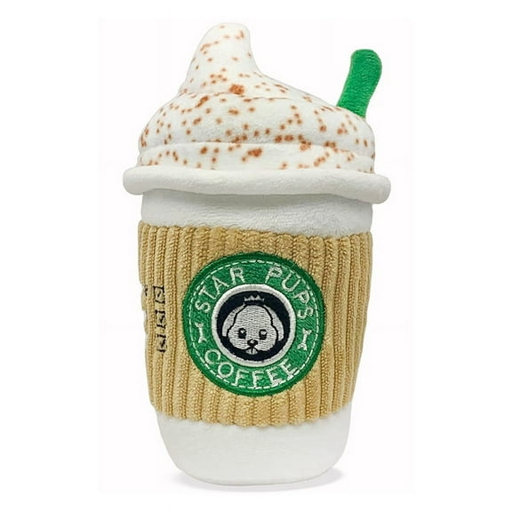 Parody Star Pups Coffee Dog Toy Pup' Spice Latte - Fall Funny Parody Plush Squeaky Holiday Toys for Medium
