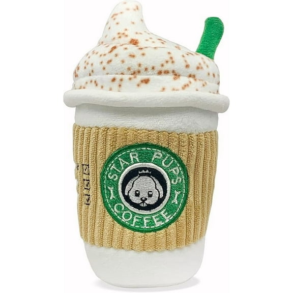 Parody Star Pups Coffee Dog Toy Pup'kin Spice Latte - Fall Funny Parody Plush Squeaky Holiday Toys for Medium, Small and Large - Cute Gifts for Dog Birthday - Cool Stuffed For All Breed Sizes