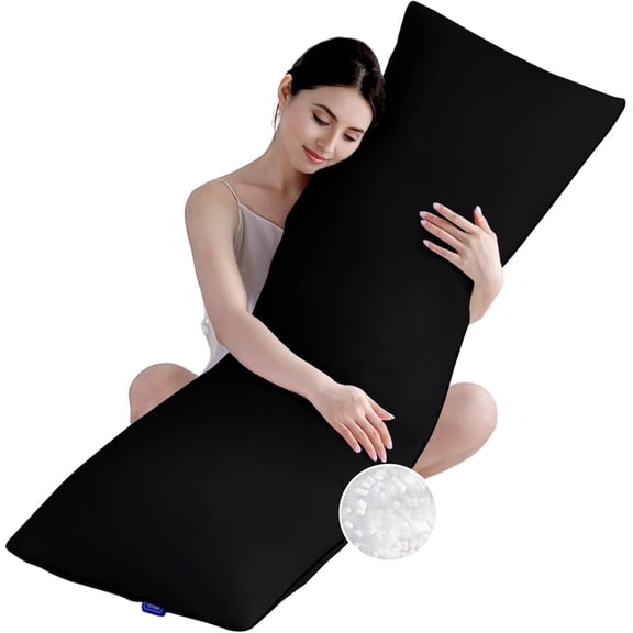 Parojati 20x54 inch Memory Foam Body Pillow Insert - Full Body Pillow for Adults - Soft Large Long Bed Pillow for Side Sleeper, Black