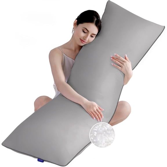 Parojati 20x54 inch Memory Foam Body Pillow Insert - Full Body Pillow for Adults - Soft Large Long Bed Pillow for Side Sleeper, Dark Grey