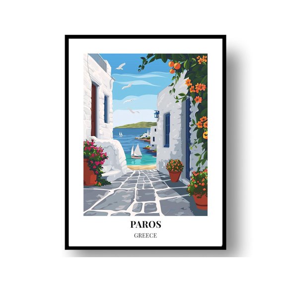 Paros Greece Island Travel Wall Art Decor Unframed Paper Print