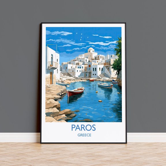 Paros Greece Island Travel Wall Art Decor Unframed Paper Print