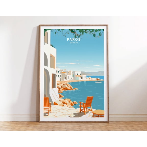 Paros Greece Mediterranean Island Wall Art, Unframed Paper Print Size 8x12