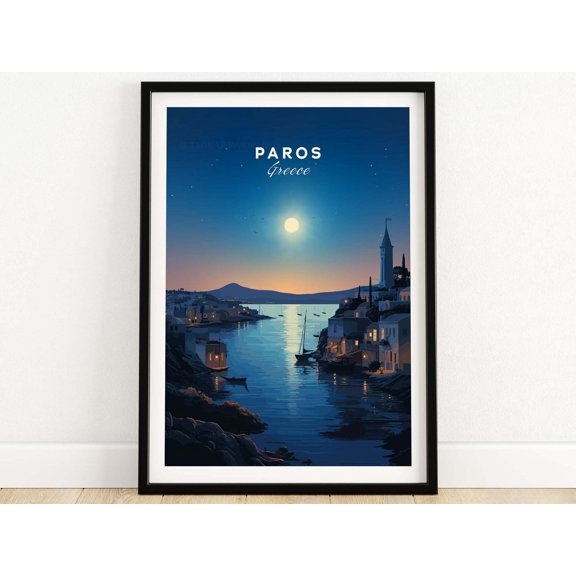 Paros Greece Print Travel Poster Birthday present Wedding Anniversary gift Home Decor