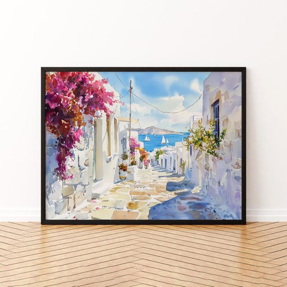 Paros Painterly Travel Landscape Greece Wall Decor Unframed Paper Print