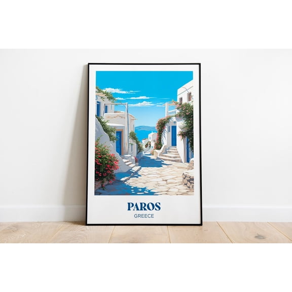 Paros Travel Poster, Greece Wall Art, Unframed Paper Poster 8x10in