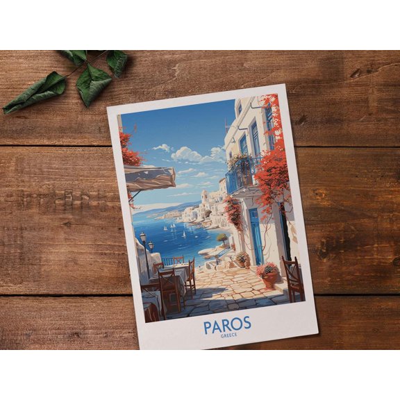 Paros Wall Art Greece Travel Poster Birthday present Wedding Anniversary gift Home Decor