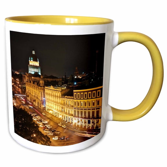 3drose, Parque Central and El Capitolio in Old Havana, 11oz Two-tone Yellow Mug
