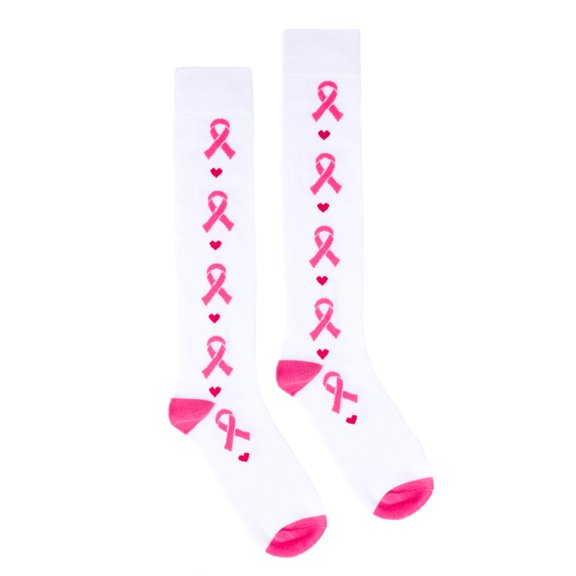 Parquet Womens Breast Cancer Awareness Pink Ribbon Knee High Calf Socks