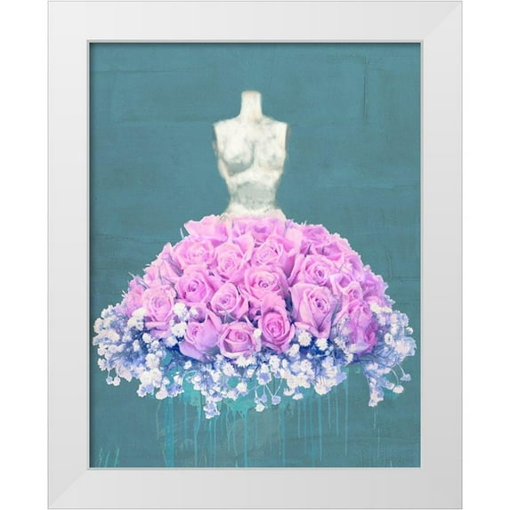 Parr, Kelly 26x32 White Modern Wood Framed Museum Art Print Titled - Dressed in Flowers II - Ocean Blue