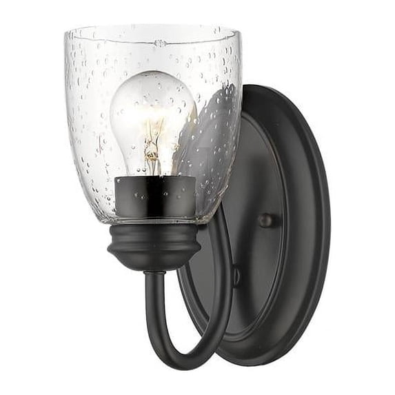 Parrish 1 Light Bath Vanity, Black & Seeded Glass