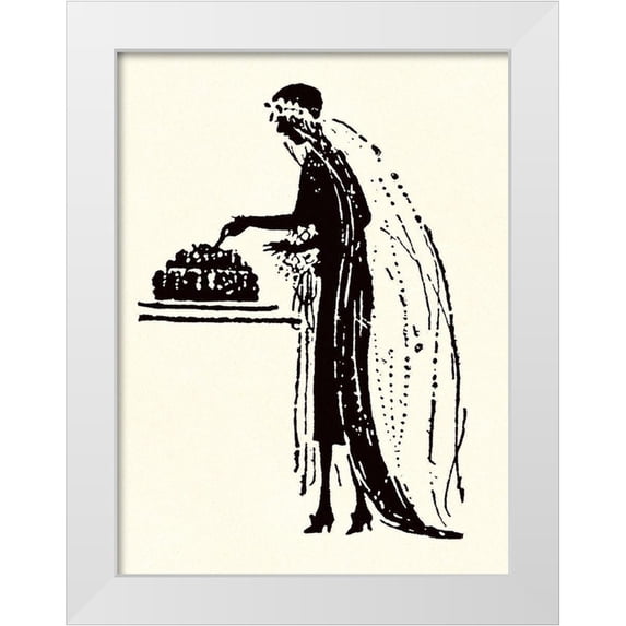 Parrish, Maxfield 19x24 White Modern Wood Framed Museum Art Print Titled - Bride Cuts Her Wedding Cake